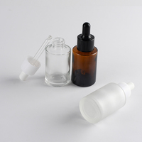 Flacon compte-gouttes en verre dépoli transparent à épaule plate avec pipette pour sérum d'huile essentielle 20ml 30ml 50ml 100ml