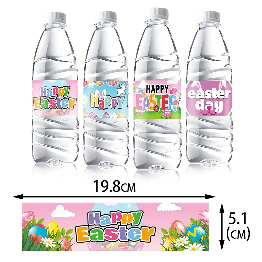 Novo produto etiquetas adesivas para garrafas de água para festas de Páscoa, decorações para festas de Páscoa, presentes para crianças, adolescentes e adultos