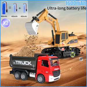 2 Trong 1 <span class=keywords><strong>RC</strong></span> Builder Xe Tải Cho Trẻ Em Chơi Mô Phỏng Ánh Sáng Âm Thanh Dumper Điều Khiển Từ Xa Điện Máy Xúc Kỹ Thuật Xe - Product Image 4