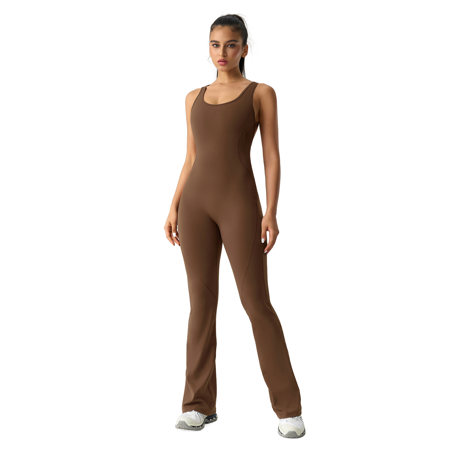 European American Style Flared Yoga Jumpsuit Beautiful Back Elastic Shaping Fitness Tank Top Sports Wear Women Plus Size Quick