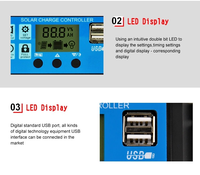 Contrôleur de charge solaire PWM WINSTEADY, prix d'usine, 10A/20A/30A, 260W max PV, écran LCD, fonction d'éclairage, systèmes 12V/24V, MPPT