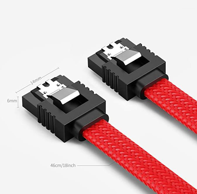 SATA III Cable, 6Gbps Straight HDD SDD Data Cable, SATA 3.0 Nylon Braided Cable with Locking Latch