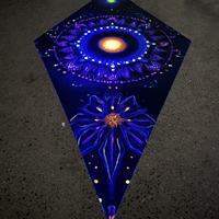 Canopée UV Luminescente Mandala Fleur Bleue Sacrée, Décoration de Plafond Fluorescente pour Fête Hippie, Canopée Réactive aux UV