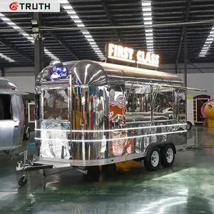 Hot Sale Airsteam Mobile Fast Food Van Trailer Cart Concession Used Bbq Pizza Truck For India For Sale