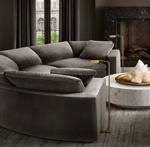Canapé circulaire en demi-cercle noir gris foncé, canapé confortable, meubles de salon