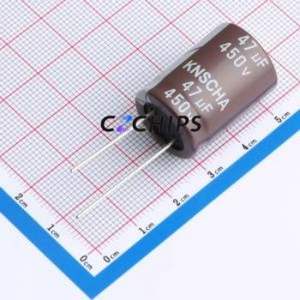 Condensateur électrolytique en aluminium à montage traversant DHG450M476N250S1AA, montage traversant, D18xL25mm 47uF 20% 450V 1.1A-100kHz - Product Image 1