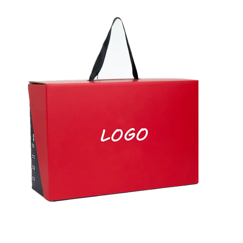 Bolso de cartón corrugado plegable personalizado, embalaje de ropa interior, caja de zapatos con mango de cinta, venta al por mayor