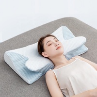 Oreiller cervical papillon - Soutien respirant en mousse à mémoire de forme pour les dormeurs latéraux, ergonomie pour avion et bureau