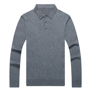 Autunno inverno esplosioni di <span class=keywords><strong>lana</strong></span> da <span class=keywords><strong>uomo</strong></span> per maglione <span class=keywords><strong>Polo</strong></span> tinta unita bavero lavorato a maglia camicia a fondo sottile formale per papà di mezza età - Product Image 6