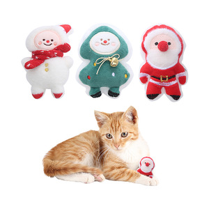 Quality Custom Interactive Mint Catnip Pet Chew Toys Bite-Resistant Kittens Snowman <b>Plush</b> Toy with Squeaker - Product Image 1