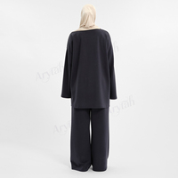 Ensemble deux pièces élégant gris ardoise pour femme, vêtements modestes, tunique en jersey de coton et pantalon ample, tenue islamique, fabrication usine