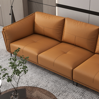 11-teiliges L-förmiges Sofa-Set aus Vollnarbenleder mit Eckdesign, linke/rechte Chaiselongue + Ottoman, schlanke schwarze Beine, kundenspezifisch OEM/ODM