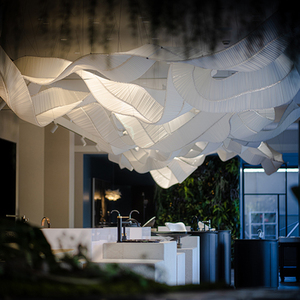 Hiện Đại Mặt Dây Chuyền Trần Treo Trang Trí Ánh Sáng Cao Lớn Lớn Dài Thủy Tinh Tùy Chỉnh Đèn Dự Án Sảnh Khách Sạn Đám Cưới LED Đèn Chùm - Product Image 4