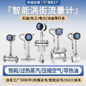 Hualiu Vortex Flow Meter Stainless Steel Flange Clamp 12-24VDC Gas Liquid Steam High Precision Digital Display - Product Image 3