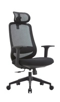 Chaise de bureau exécutive en tissu noir et or avec dossier en maille, hauteur réglable, design moderne pour le bureau à domicile