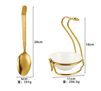 Ensemble de service de buffet de luxe 5 étoiles pour restaurant, en acier inoxydable, avec louche à soupe sur pied, pince à aliments, bol en céramique et support pour cuillères de table
