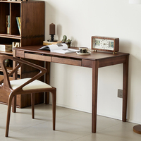 Bureau d'ordinateur en noyer noir durable avec tiroirs, en bois massif, facile à assembler, pour bureau à domicile et salon