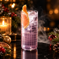 Weihnachtliches ultradünnes Collins-Glas für Longdrinks mit Blumenmuster für Gin-Tonic-Cocktails, Bar-Partys, Großhandel