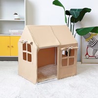 Tente pour animaux de compagnie en tissu avec structure en PVC pour chats et chiens, design coréen blanc pur, maison tendance