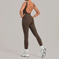Combinaison de yoga pour femmes, dos ouvert, bretelles spaghetti, spandex/nylon, sans couture, respirante, légère, séchage rapide, longueur intégrale, fitness, gym