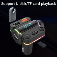 Transmetteur FM universel portable 12V-24V BT V5.3 pour voiture, lecteur MP3 et appels mains libres avec chargeur de voiture à charge rapide PD20W QC3.0