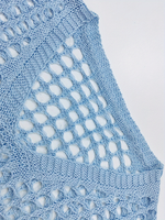 Pull en tricot à manches longues pour femmes, design ajouré, sexy et tendance (personnalisable)