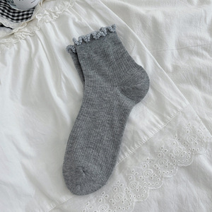 Groothandel Zomer Dun Meisje Kant Sokken Koreaanse Stijl Japanse Stijl Effen Kleur Ruches Holle Mesh Buis Vrouwen Sokken - Product Image 6