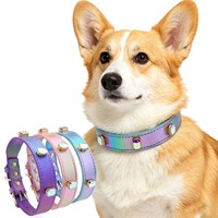 Collier pour chien en strass irisé, aspect cuir, boucle or rose, pierres carrées, 3 couleurs, accessoires pour animaux de compagnie, produits et fournitures