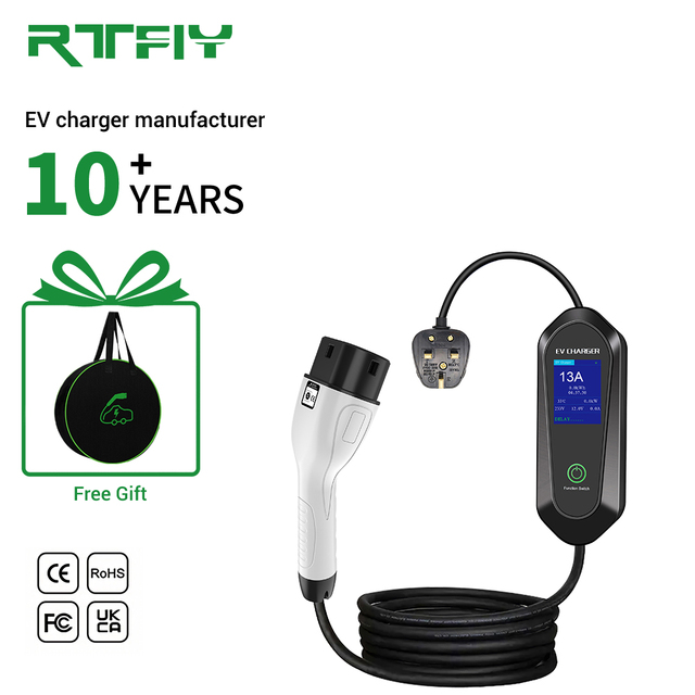 Certified Type 2 3KW Adjustable Portable EV Charging Station Household New 13A Power Plug Customizable 7KW EV Charger