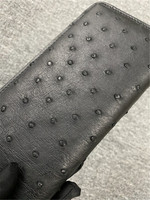 Portefeuille fin en cuir de luxe RC103 en peau d'autruche pour hommes et femmes, porte-cartes de créateur, vente en gros