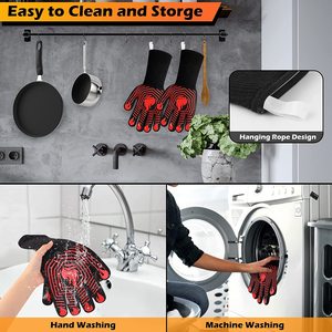 Guantes de Barbacoa Resistentes al Calor, Certificados EN407/EN420/CE, de Aramida/Nomex, Lavables a Máquina, Antideslizantes, para Asar a la Parrilla - Product Image 4