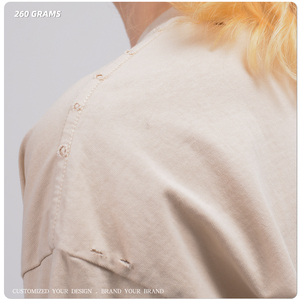 เสื้อยืดผู้ชายคุณภาพสูง หนานุ่ม สไตล์วินเทจ ล้างสีแบบแอซิดวอช ทรงโอเวอร์ไซส์ แบบครอป ตัดเย็บพิเศษ พิมพ์ลาย - Product Image 5