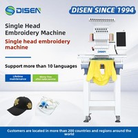 Machine à broder informatisée commerciale à tête unique, prête à l'emploi, avec moteur, pour la broderie de casquettes et de t-shirts