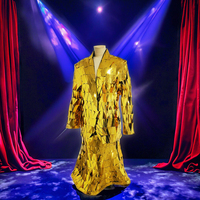 Traje de Discoteca Moderno para Mujer, Dorado, Altamente Reflectante, Resistente a las Arrugas, Duradero, para Actuaciones en Escenario, 100% Poliéster