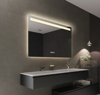 Cermin Kamar Mandi Pintar dengan Sakelar Sentuh Bluetooth yang Dapat Disesuaikan, Jam Digital, Bingkai Aluminium Alloy, Lampu 3000K-6000K, Desain Modern