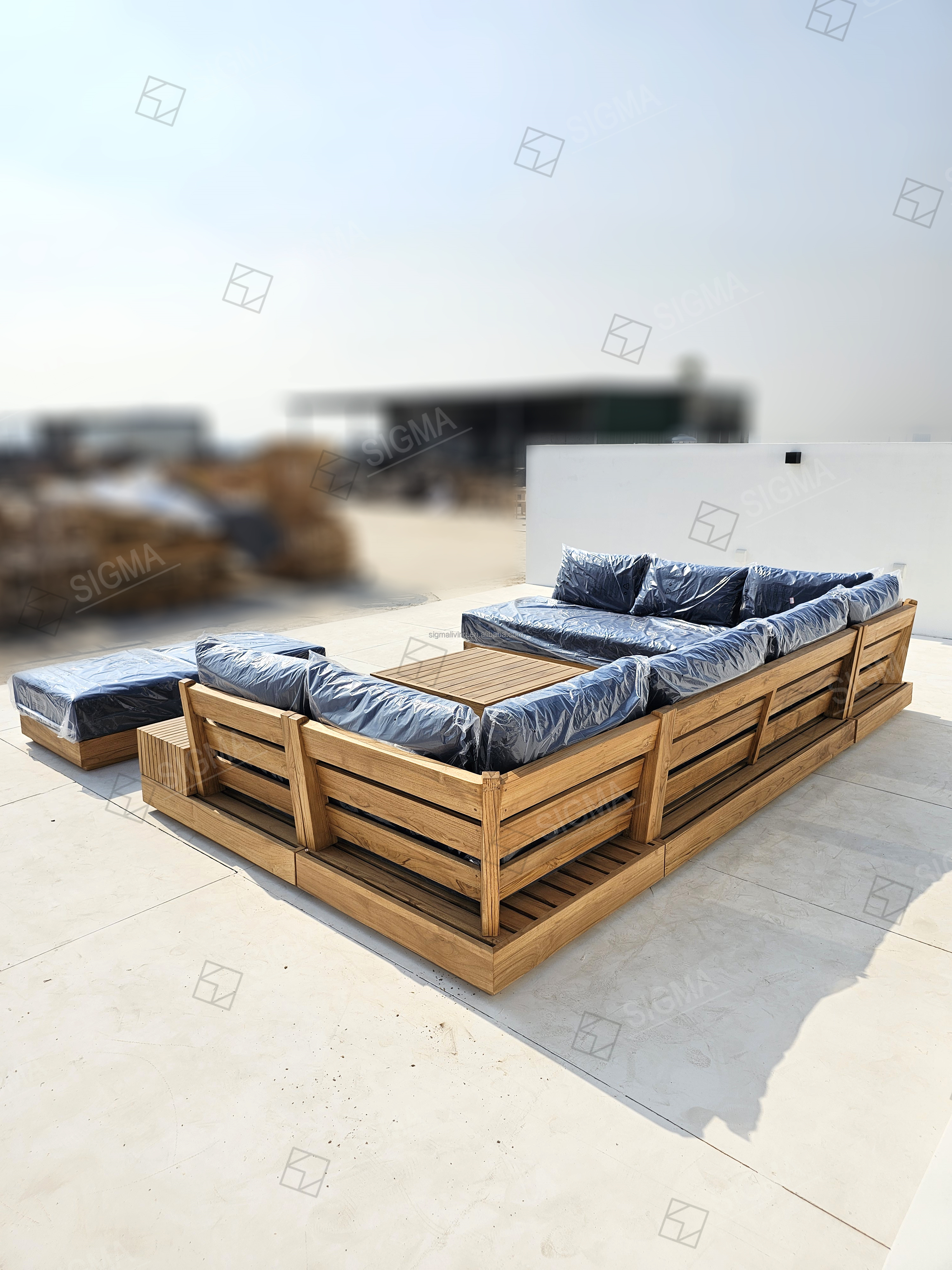 Modern New Teak Outdoor Furniture Set Solid Wood Sofa Garden Sets All Weather Teak Wood Sofa Garden Set