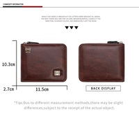 Dompet Pendek Resleting Kulit PU Lapis Lilin Retro Anti Maling RFID Blocking untuk Pria dengan Kantong Koin, Tempat Kartu Multi-Slot