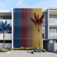 Façade murale ventilée décorative, résistante à la chaleur, écologique, économe en énergie, moderne, à lamelles verticales en alliage d'aluminium