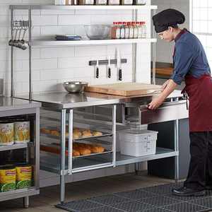 Mesa de trabajo de acero inoxidable 304 de alta resistencia con ruedas Undershelf para cocina comercial Procesamiento de alimentos Preparación de restaurante - Product Image 6