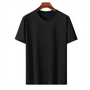 Camiseta de Verano Personalizada para Hombre, Cuello en V, Manga Corta, Tela de Poliéster/Spandex, Secado Rápido y Transpirable, Diseño Liso, Estilo Casual - Product Image 4