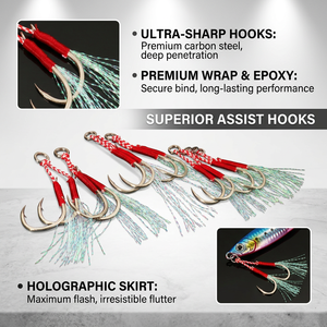 Anzuelos de Pesca con Diseño de Pluma, Acero con Alto Contenido de Carbono, Resistentes a la Corrosión, para Pesca con Señuelos en Agua Salada y Agua Dulce, para Pargo - Product Image 1