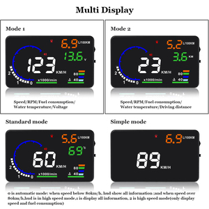 Lancol Hot Bán 5.5 inch LCD dự HUD xe overspeed báo động OBD2 với nhiệt độ nước giám sát <span class=keywords><strong>Heads</strong></span> up hiển thị - Product Image 3