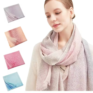 Bufanda de mezcla de lana con degradado moteado y logotipo personalizado, chal largo de invierno de 4 colores multitono - Product Image 1