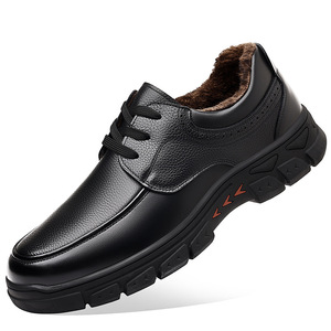 Zapatos de invierno para hombre, cálidos, de cuero, con punta redonda, forro de felpa, suela de goma, aislantes, para personas mayores, zapatos para papá. - Product Image 5
