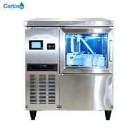 Machine à glaçons intégrée sous comptoir à faible bruit avec fonction de désinfection par lumière bleue et refroidissement par air pour la production de glaçons cubiques commerciaux