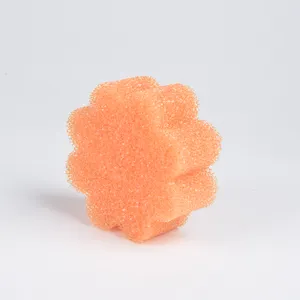 Hot Sale Multi-functional Custom Design Eco-Friendly Wool Scrubbers Happy Face Sponge Flower Sponge For Kitchen