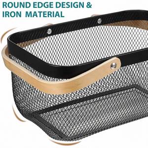 Metal Mesh Steel <b>Basket</b> with Handles Farmhouse Style <b>Wire</b> <b>Basket</b> Pantry Organization and Storage for Cabinets Pantry Closets - Product Image 2