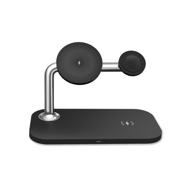 New Design Custom 3-in-1 Magnetic Wireless Charger Stand Desktop Charging Dock PD QC3.0 5V/1A 7W 10W Output Power OVP OTP Type-C