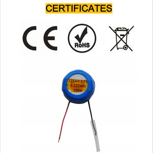 Nhà Máy Bán buôn có thể sạc lại 3.7V Lipo nút pin 1254 1154 1054 1040 60mAh 52mAh 42mAh 35mAh cho điều khiển từ xa - Product Image 3