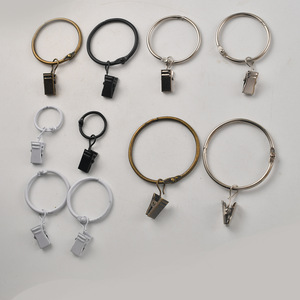 Nouveaux crochets de rideau en métal de style chinois avec anneaux, en acier au carbone durable, accessoires pour rideau de douche - Product Image 2
